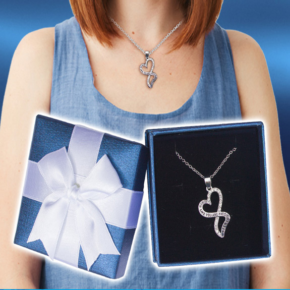 Infinity Heart Necklace in Blue Box